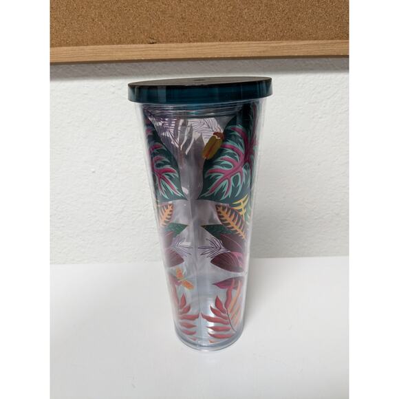 Starbucks 2017 Metallic Tropical Leaves Aloha Travel Tumbler 24 oz venti - Picture 3 of 9